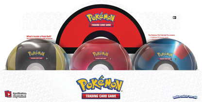 Pokémon TCG Poké Ball tin, Series 7 collectable ball-shaped tin shown front-on