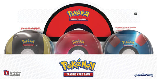 Pokémon TCG Poké Ball tin, Series 7 collectable ball-shaped tin shown front-on