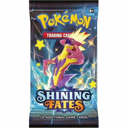 Pokémon Shining Fates booster pack, a sealed Pokémon TCG expansion pack, photographed in a further product view