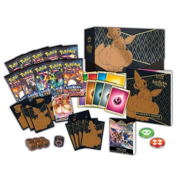 Pokémon Shining Fates Elite Trainer Box, a sealed Pokémon TCG collection, pictured from an alternate angle