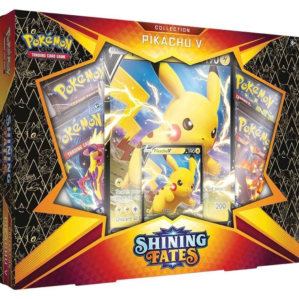 Pokémon Shining Fates Pikachu V Box, sealed collection box with Pikachu V cover art