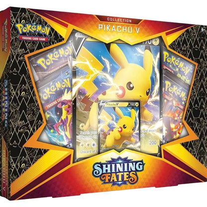 Pokémon Shining Fates Pikachu V Box, sealed collection box with Pikachu V cover art