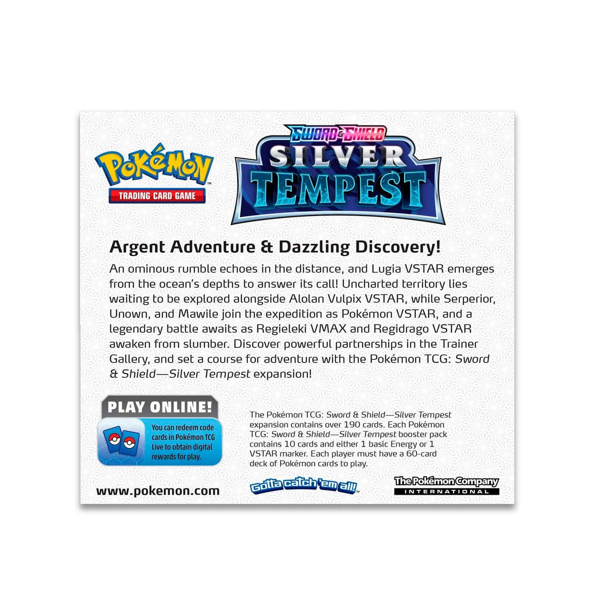 Pokémon Silver Tempest booster box shown with sealed booster packs