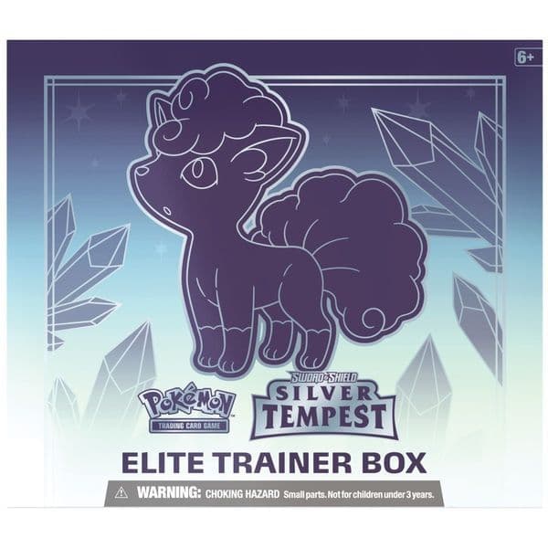 Rear of the Pokémon TCG Silver Tempest Elite Trainer Box showing the contents listing