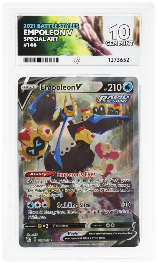 Empoleon V 146/163 Special Art, Battle Styles, ACE 10 Gem Mint graded slab, front, cert 1273652