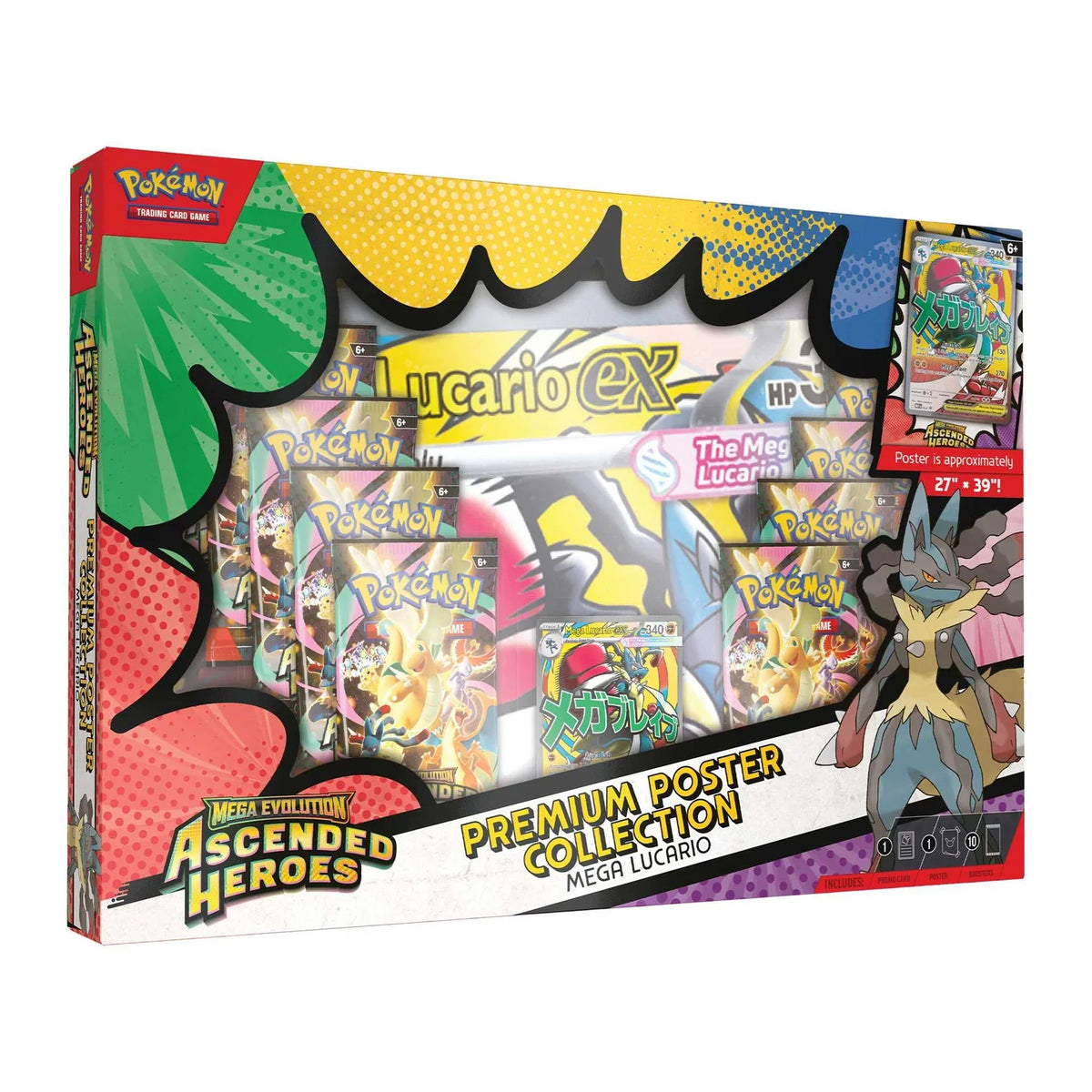 Pokémon TCG Mega Evolution Ascended Heroes Lucario Poster Collection box shown front-on