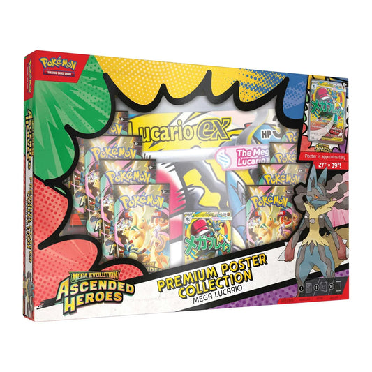 Pokémon TCG Mega Evolution Ascended Heroes Lucario Poster Collection box shown front-on