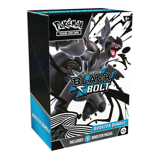 Pokémon TCG Black Bolt Booster Bundle, sealed bundle of six booster packs, front-on view