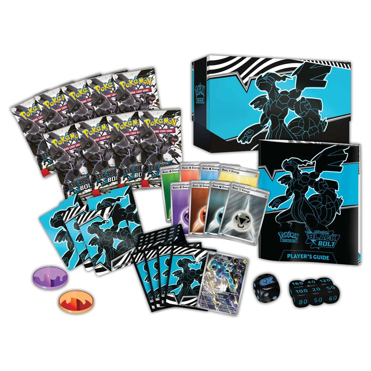 Pokémon TCG Black Bolt Elite Trainer Box featuring Zekrom, sealed Pokémon ETB, pictured from an alternate angle