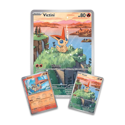 Pokémon TCG Black Bolt & White Flare Unova Victini Illustration Collection box shown from an alternate angle
