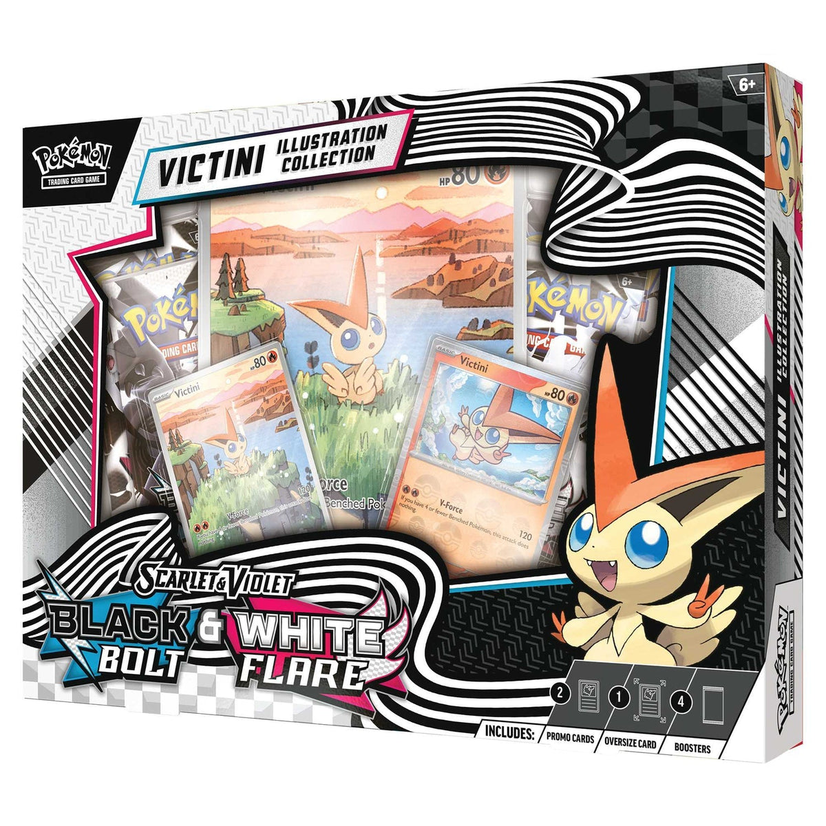 Pokémon TCG Black Bolt & White Flare Unova Victini Illustration Collection box shown front-on