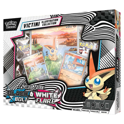 Pokémon TCG Black Bolt & White Flare Unova Victini Illustration Collection box shown front-on