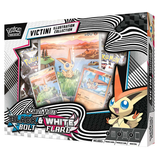 Pokémon TCG Black Bolt & White Flare Unova Victini Illustration Collection box shown front-on
