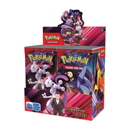 Pokémon TCG Destined Rivals Booster Box shown front-on in its sealed display packaging