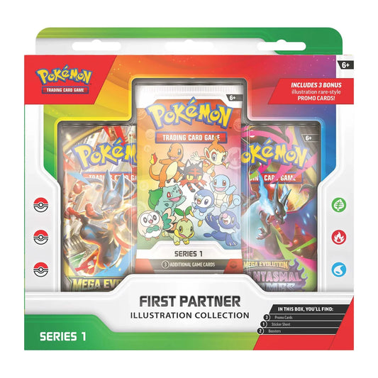 Pokémon TCG First Partner Illustration Collection Series 1 sealed box, shown front-on