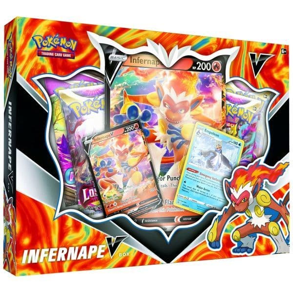 Pokémon TCG Infernape V Box shown front-on in its sealed packaging