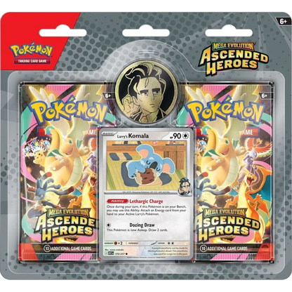 Pokémon TCG Mega Evolution Ascended Heroes 2-Pack Blister with Larry and Komala cover art