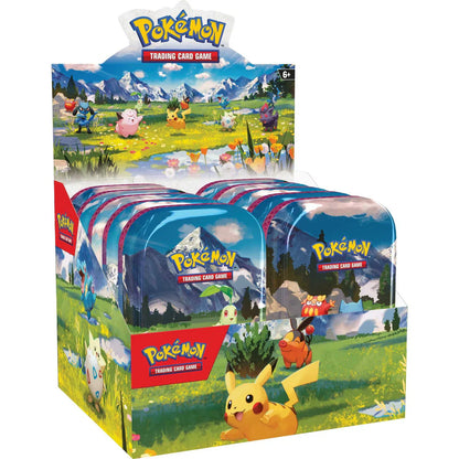 Pokémon TCG Mega Evolution Ascended Heroes Mini Tin, front-on view of the sealed tin