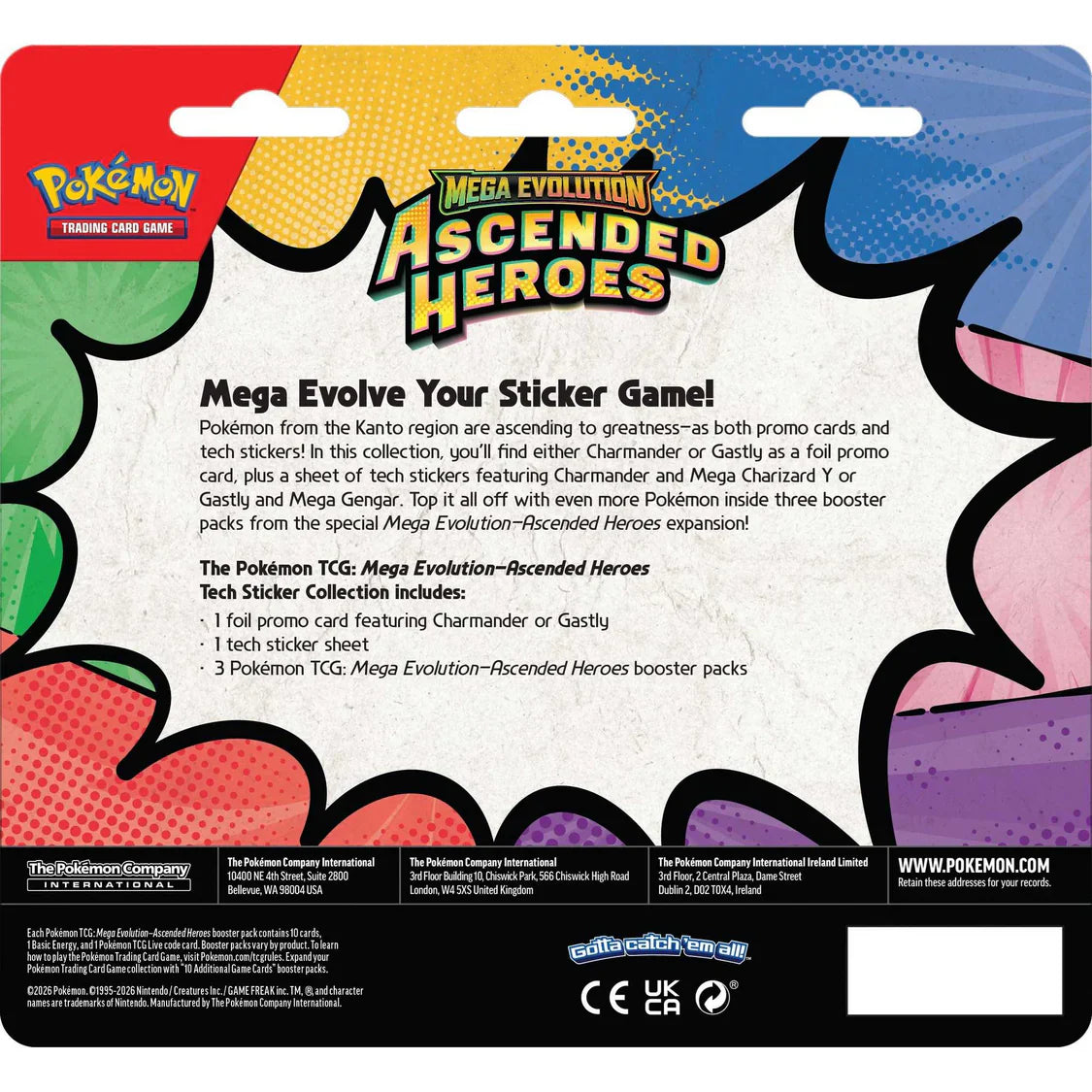 Pokémon TCG Mega Evolution Ascended Heroes Tech Sticker Collection pack, photographed in a further product view