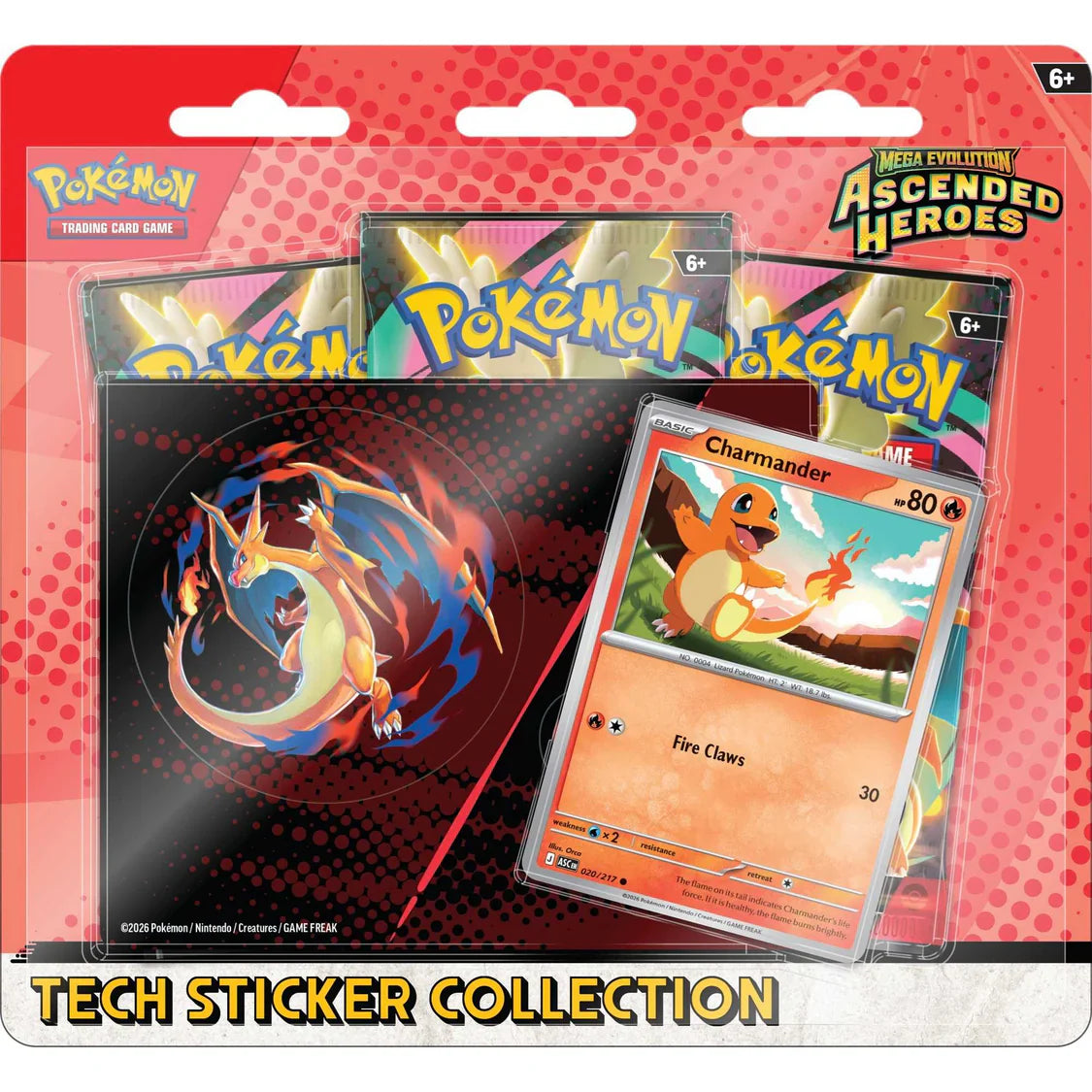 Pokémon TCG Mega Evolution Ascended Heroes Tech Sticker Collection pack, shown front-on