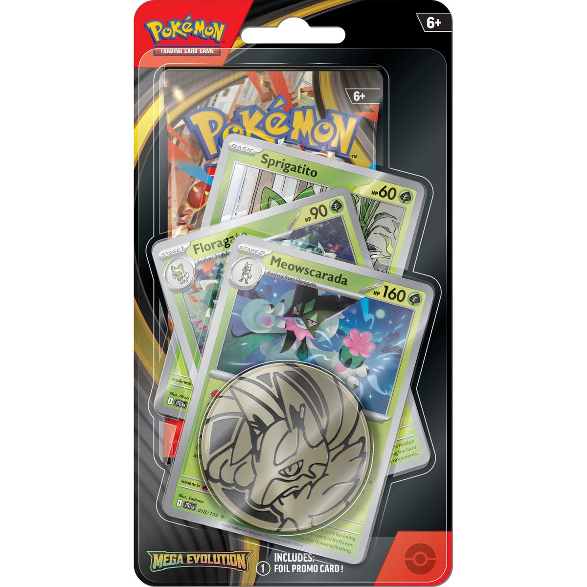 Pokémon TCG Premium Mega Evolution checklane blister featuring Meowscarada, sealed booster blister