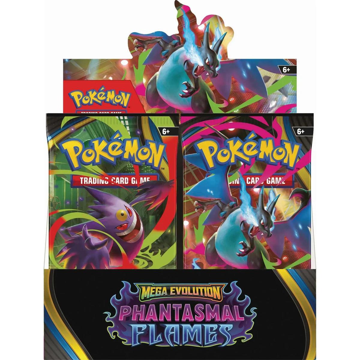 Phantasmal Flames Booster Display from the Pokémon TCG Mega Evolution set, alternate view