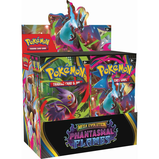 Pokémon TCG Mega Evolution Phantasmal Flames Booster Display, sealed display box front