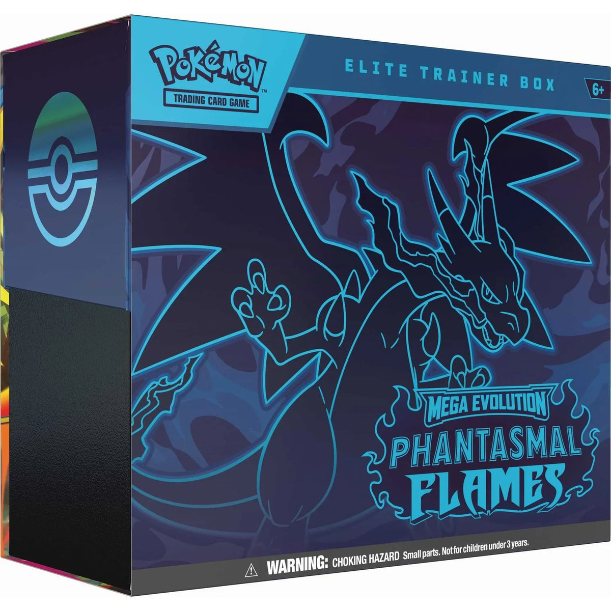 Pokémon Phantasmal Flames Elite Trainer Box shown from the reverse with product details