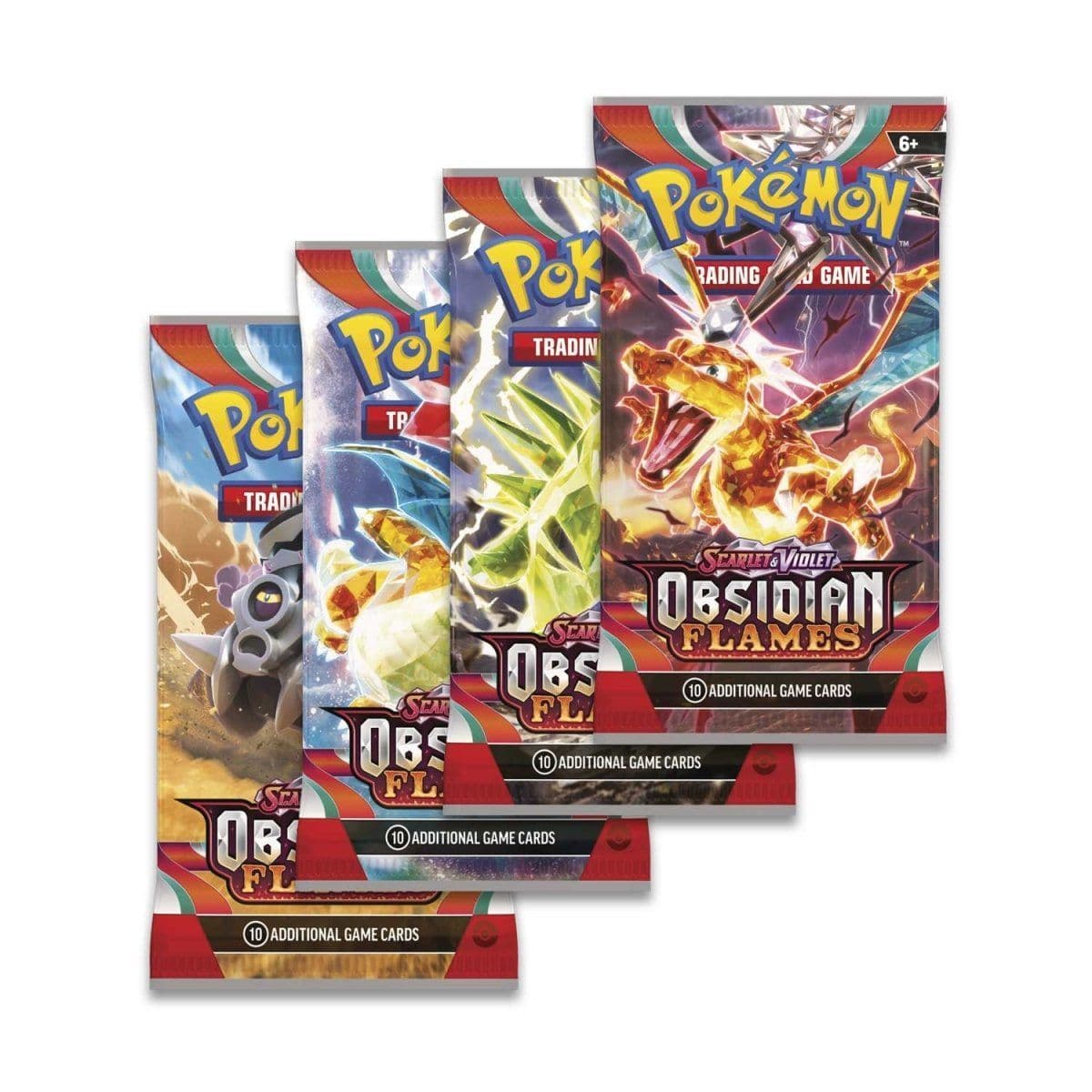 Pokémon TCG Obsidian Flames booster box, a sealed Pokémon booster display, pictured from an alternate angle