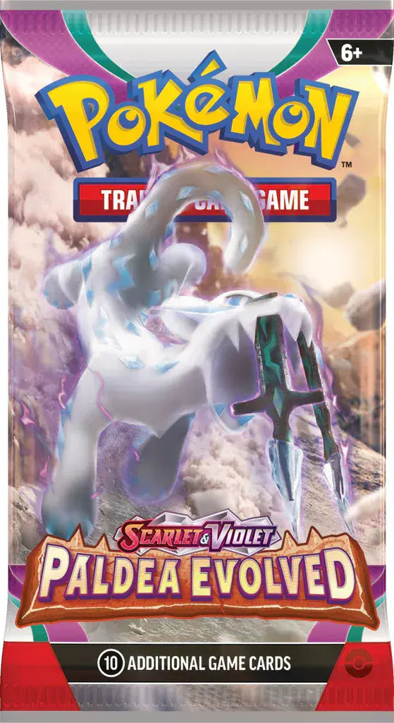 Pokémon TCG Paldea Evolved booster box photographed from a further angle
