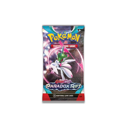 Pokémon TCG Paradox Rift booster pack with Iron Valiant wrapper artwork
