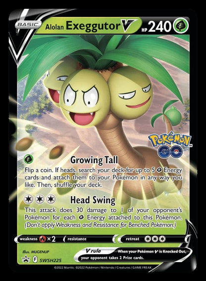 Pokémon TCG Pokémon GO Alolan Exeggutor V collection box, a sealed Pokémon set, packaging shown in closer detail