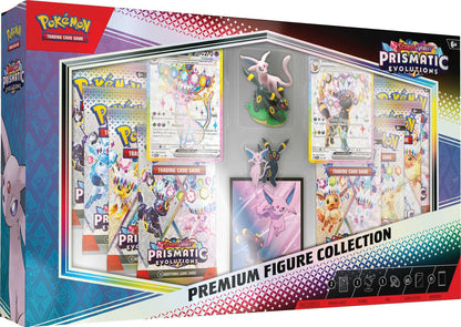 Pokémon TCG Prismatic Evolutions Premium Figure Collection box, front-on view