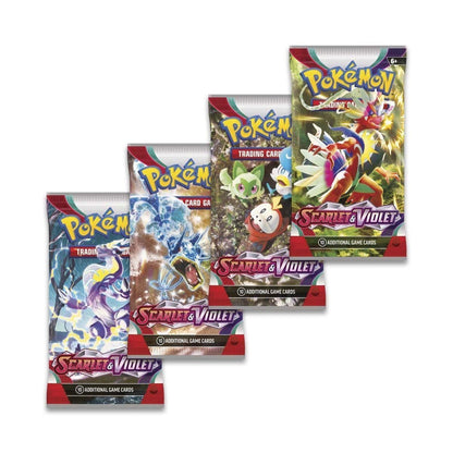 Pokémon Scarlet & Violet sealed booster box pictured at an angle