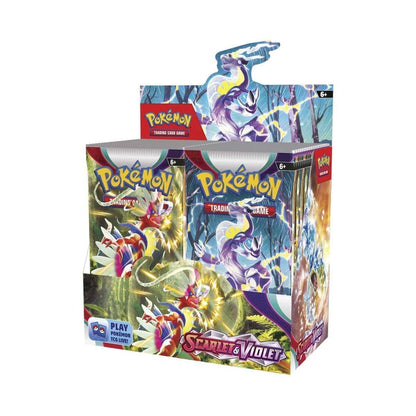 Pokémon TCG Scarlet & Violet base set booster box shown sealed with set artwork
