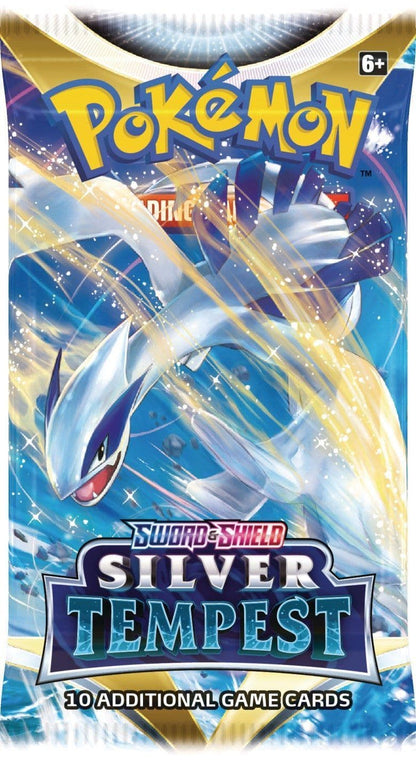 Pokémon TCG Silver Tempest booster pack shown from an alternate view