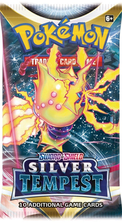 Pokémon TCG Silver Tempest booster pack photographed from a further angle
