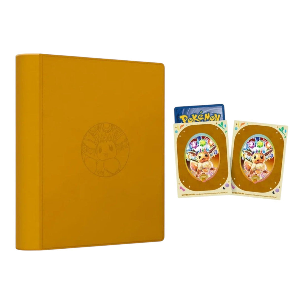 Terastal Grand Gathering Eevee Binder Gift Box shown from a second angle with its binder artwork