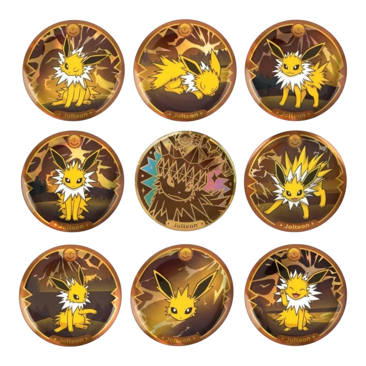 Jolteon enamel badge from the Pokémon TCG Terastal Grand Gathering Eeveelution blind box series