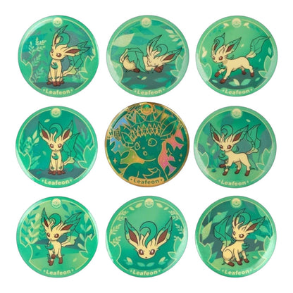Leafeon enamel badge from the Pokémon TCG Terastal Grand Gathering Eeveelution blind box series