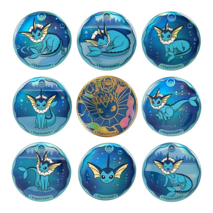 Vaporeon enamel badge from the Pokémon TCG Terastal Grand Gathering Eeveelution blind box series