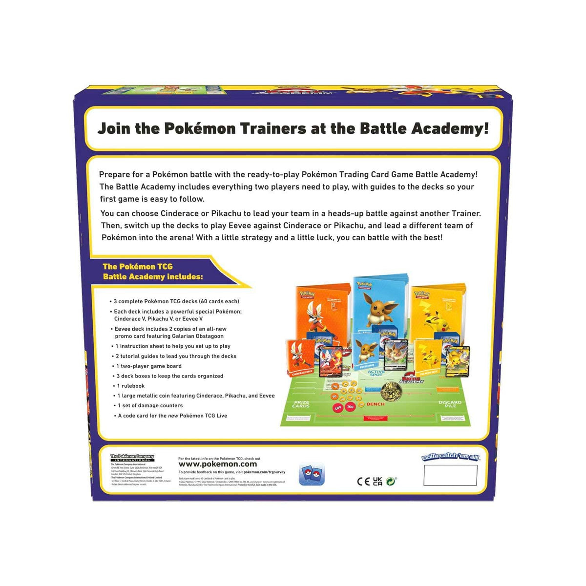 Pokémon Battle Academy box shown from the reverse with product details