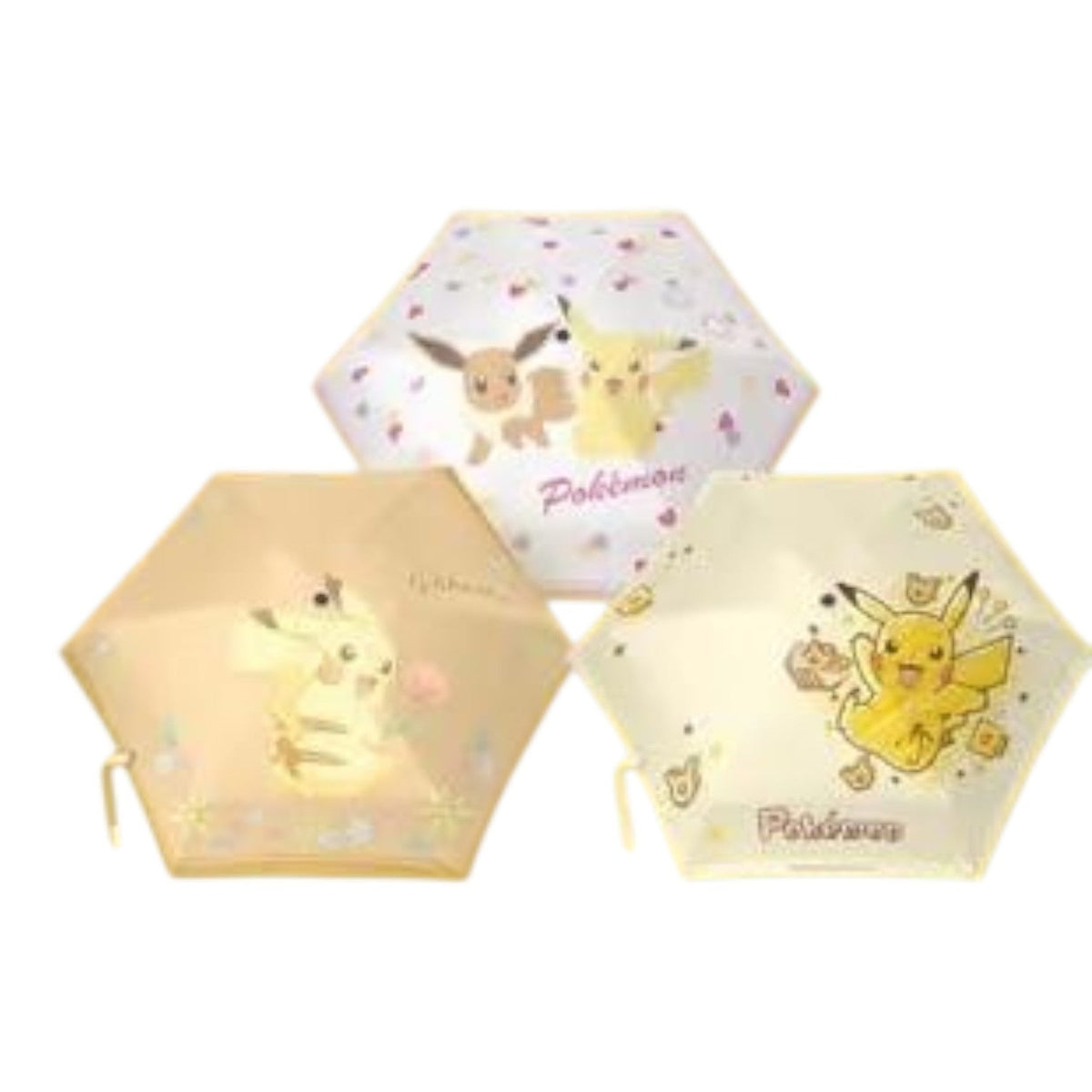 Pokémon umbrella collection featuring Pikachu and Eevee character artwork