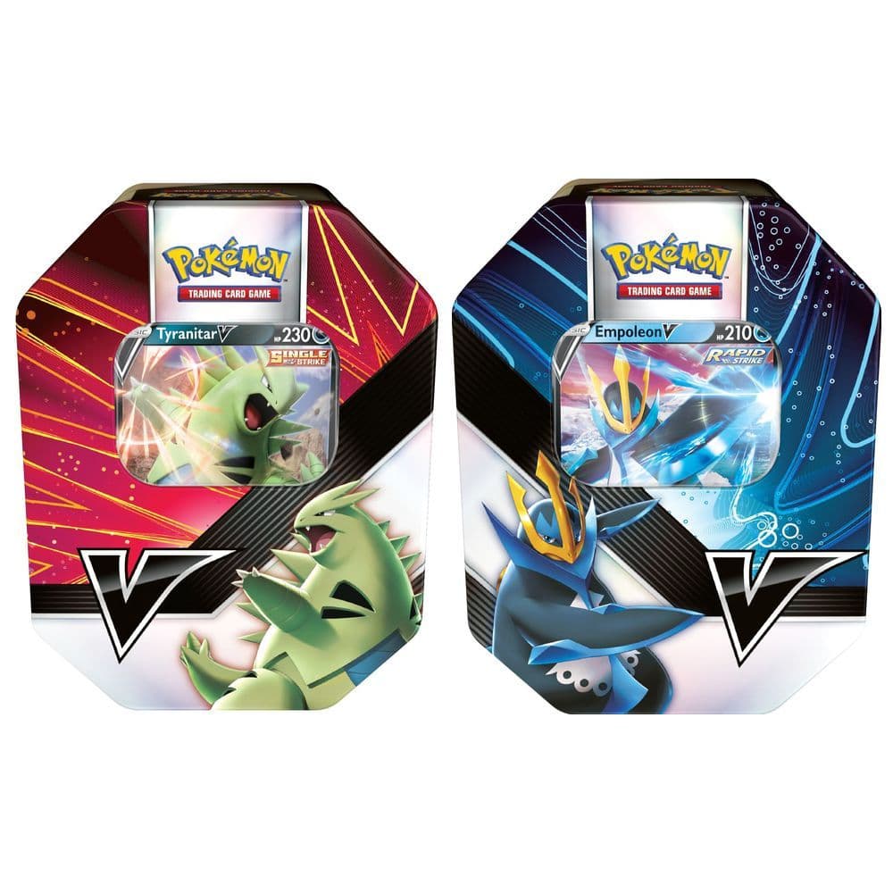 Pokémon TCG V Strikers collector tins featuring Tyranitar V and Empoleon V additional product view