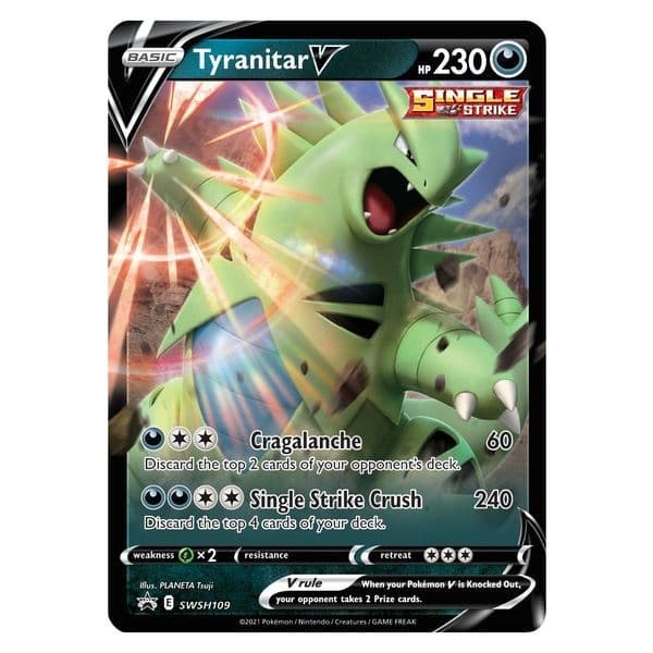 Pokémon TCG V Strikers collector tins featuring Tyranitar V and Empoleon V further product photograph