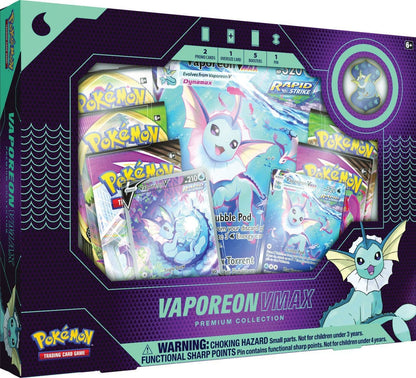 Pokémon TCG Vaporeon VMAX Premium Collection box shown front-on