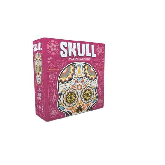 Skull 2022 edition bluffing card game box with flower and skull artwork