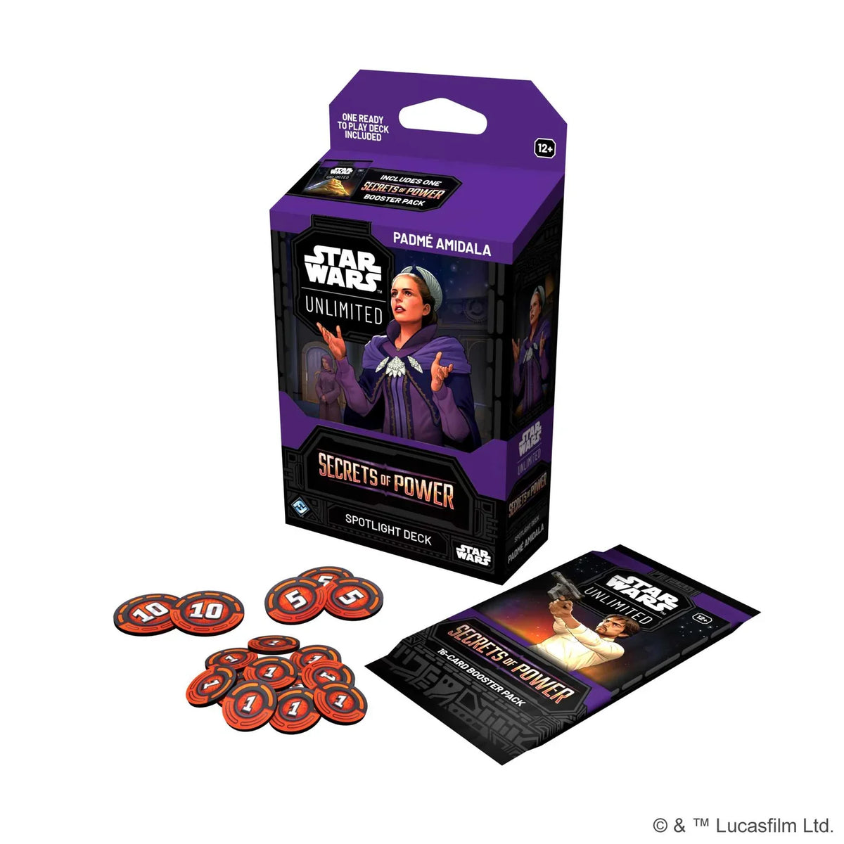 Rear of the Star Wars Unlimited Secrets of Power Spotlight Deck packaging showing details