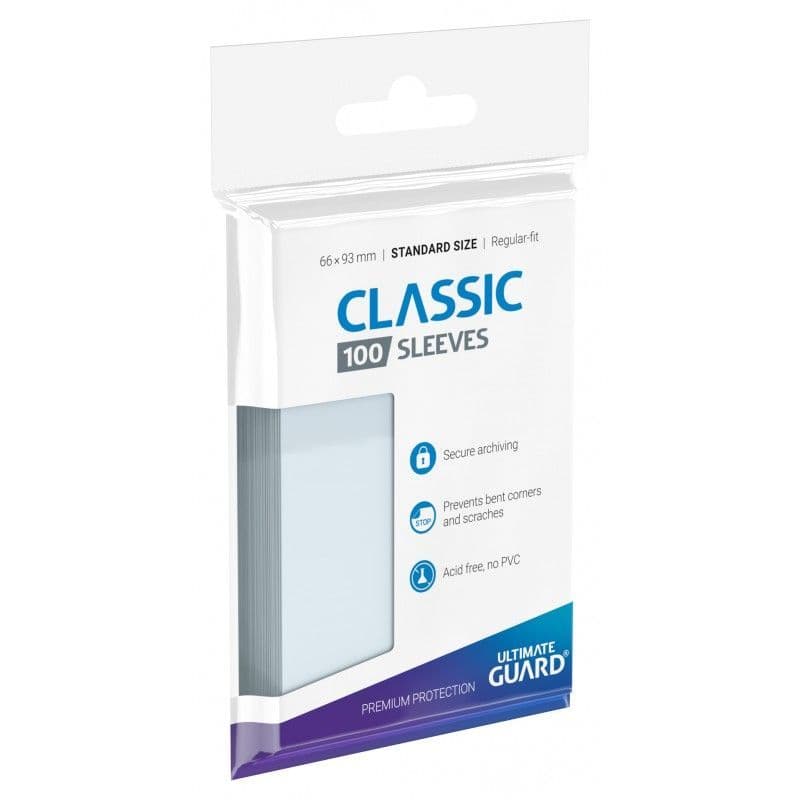 Ultimate Guard Classic Soft Sleeves packaging shown from a second angle