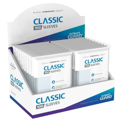 Closer view of the clear Ultimate Guard Classic Soft Sleeve material